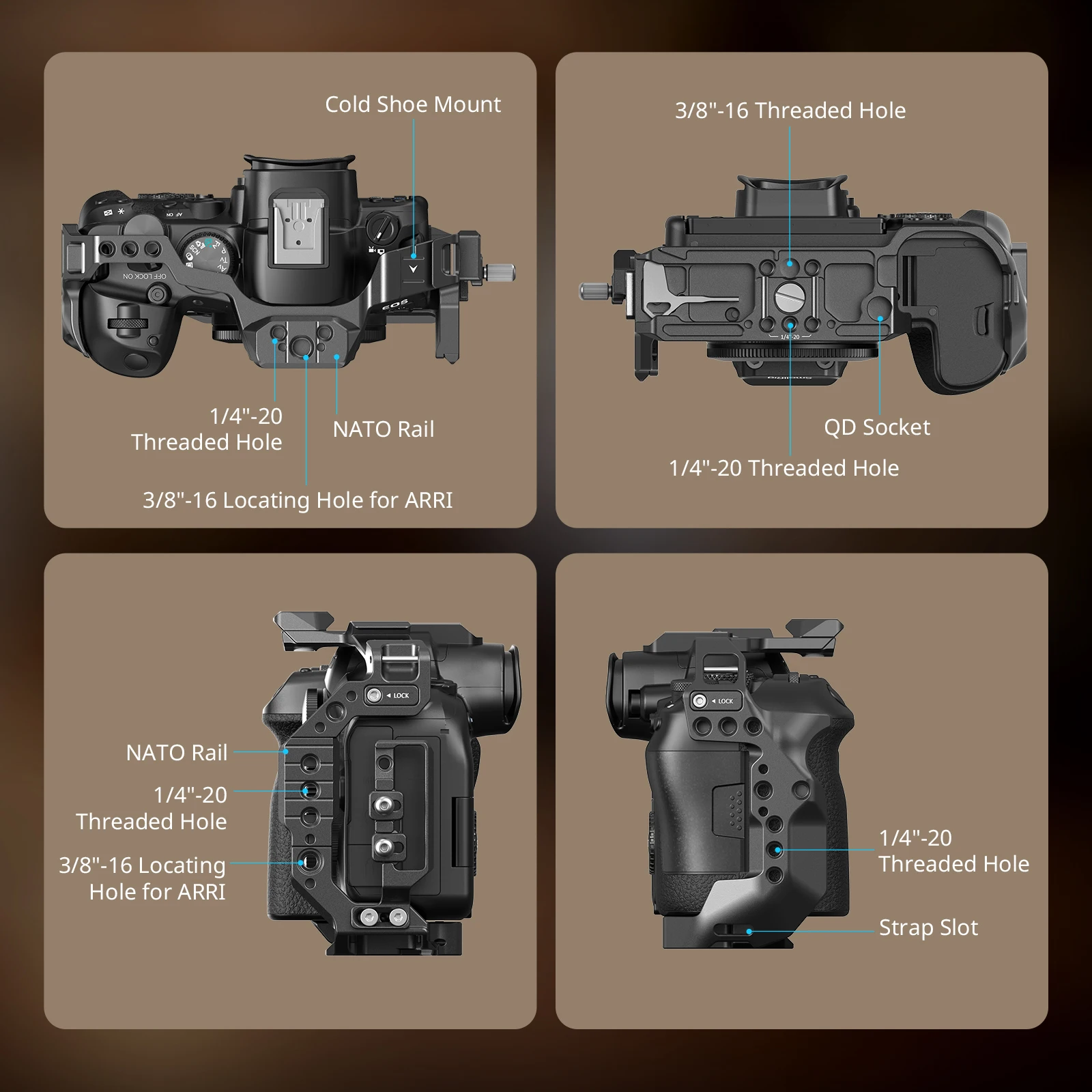 Cage SMALLRIG Pour Canon R6 Mark II - Rig Vidéo Avec Rails NATO