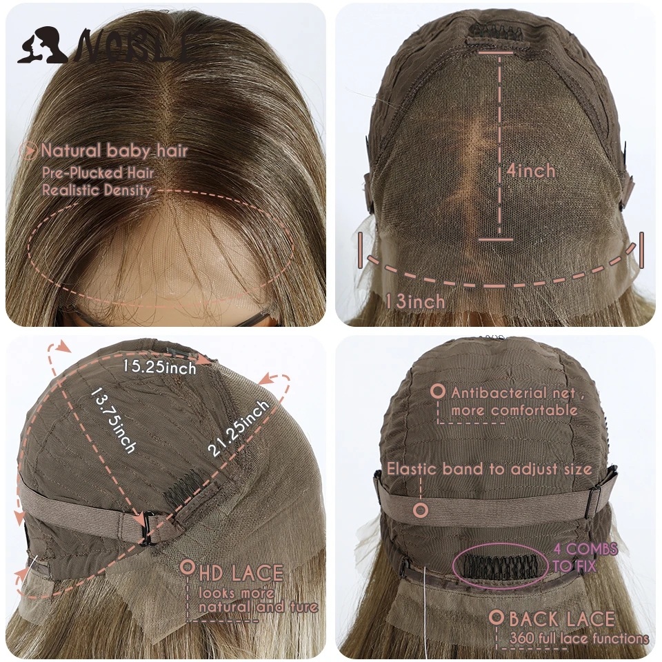 Noble Synthetic Lace Front Wig Straight Baby Hair Wig 13X4 Lace Bob Wig 22 Inch Synthetic Lace Wig blonde Wig For Women Lace Wig