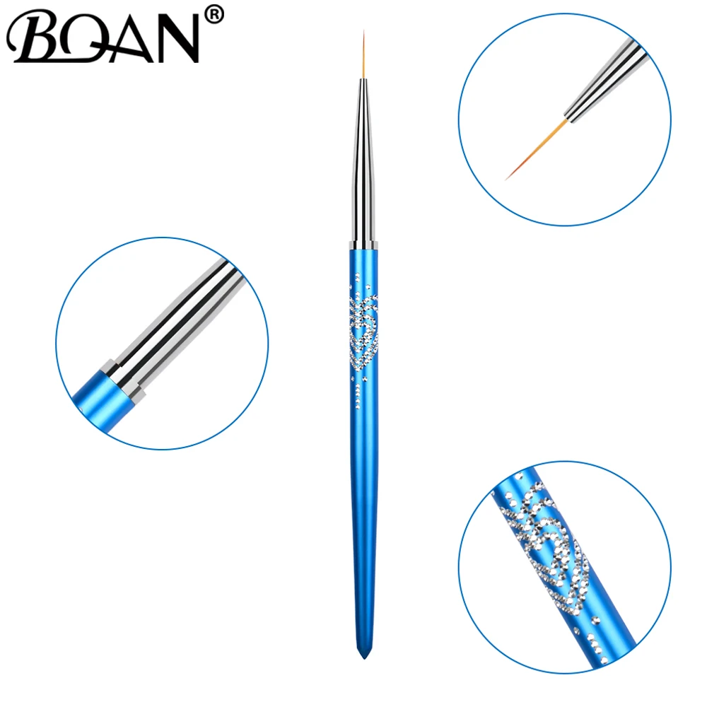 BQAN 7/9/11mm 블루 네일 아트 라이너 브러쉬 젤 네일 브러쉬 젤 매니큐어 페인팅 브러쉬 드로잉 네일 아트 브러쉬 펜 세트