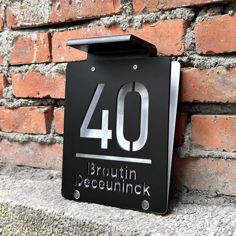 House Number Signs Personalized Exterior Solar House Sign Family Residential address Outdoor LED Laser Cut Acrylic Plate for Home