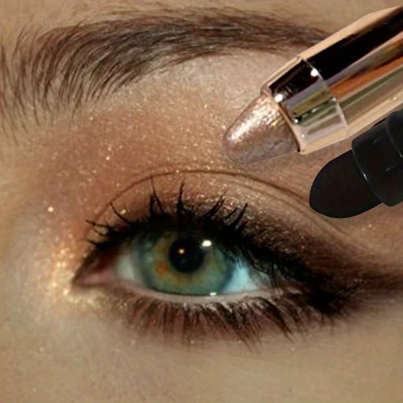 Eyeshadow Pen Glitter Highlighter Pen Eyelid Under Crease Brightening Waterproof Eyeliner Pencil Cosmetics with Sponge Brush
