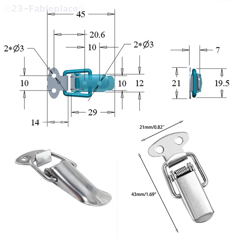ALi/4 Pcs Stainless Steel Vintage Duck-mouth Buckle Mini Chest Box Gift Suitcase Case Buckles Toggle Hasp Latch Catch Clamp
