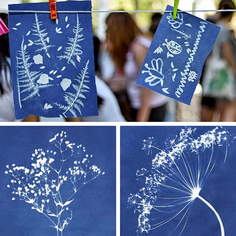61 Pcs Sun Print Paper Cyanotype Paper Kit,Solar Drawing Sensitivity Sun Print Nature Printing Paper(5.9X3.9 Inch)
