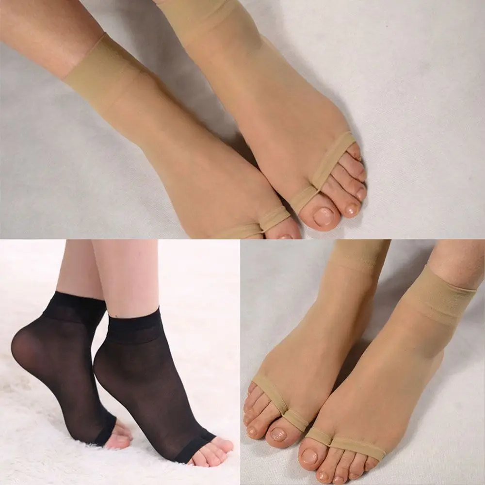 Lovely Hot Stocking Foot Spring Summer Care Socks Smooth Ultrathin Open Toe Socks Mid-Ankle