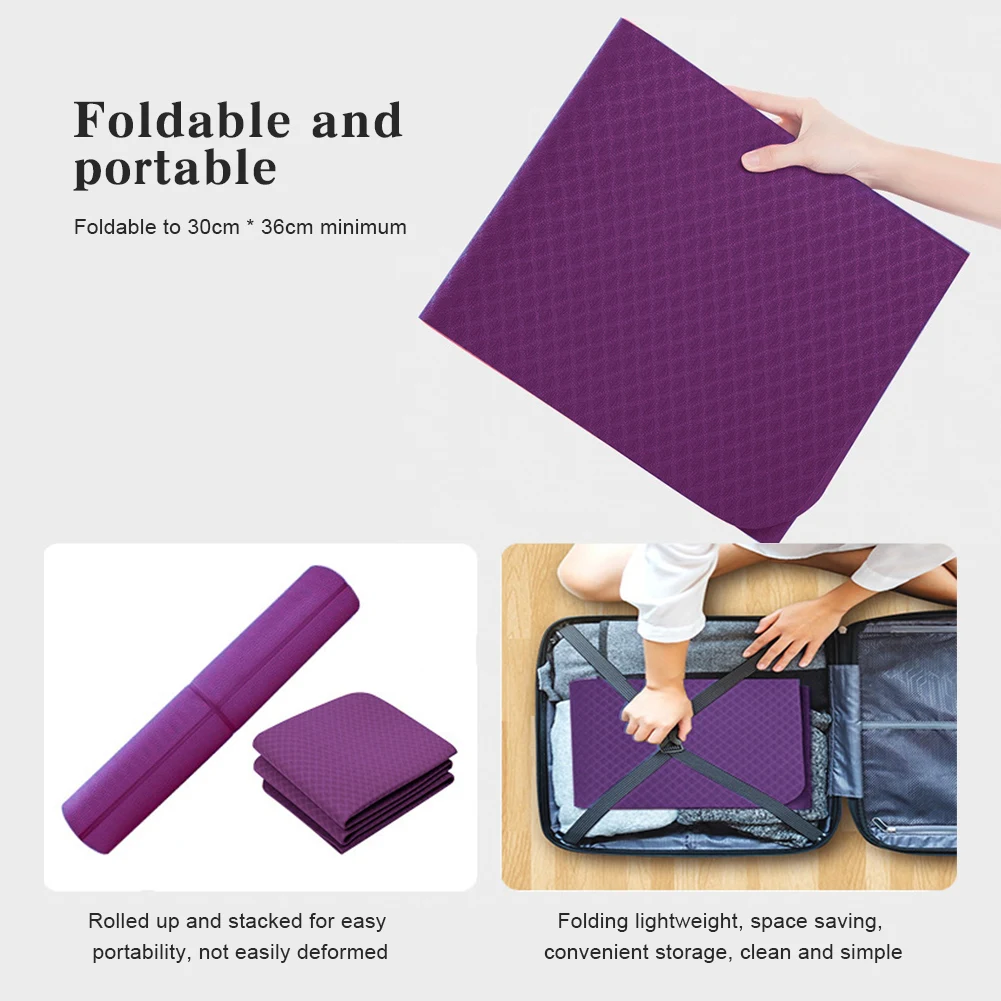 Foldable Yoga Mat Folding Fitness Exercise Mat Double Sided Travel Yoga Non-slip for Pilates & Floor Workouts