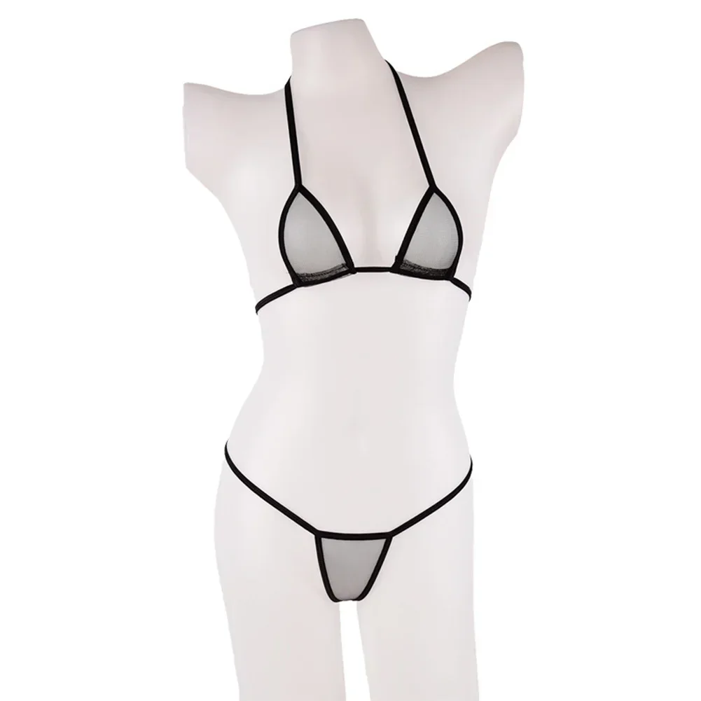 Bikini Set Women Swimwear Bikini Swimsuit Sexy Underwear Womens Sexy Bikini Swimsuit Erotic Lingerie See-Through Mesh Underwear Strappy Bra Thong Swimwear Beach Sunbath