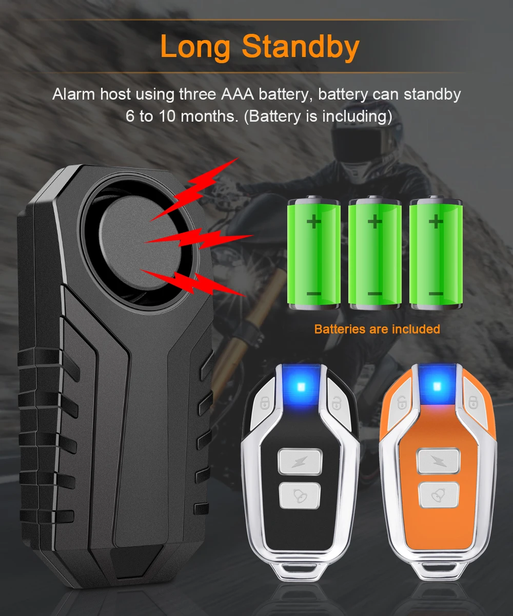 Motorcycle alarm,bike alarm,wireless vibration alarm,anti theft alarm Powstation Motorcycle Bike Alarm Wireless Remote Control Vibration Sensor Anti-theft 113dB Loud Waterproof Security Bike Alarm