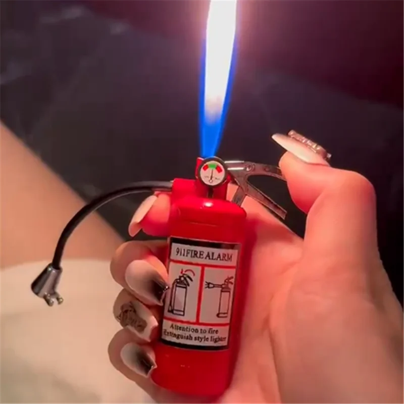 New Fire Extinguisher Torch Lighter Metal Flash Light Free Fire Butane Gas Pipe Lighter Unusual Inflated Cigar Cigarette