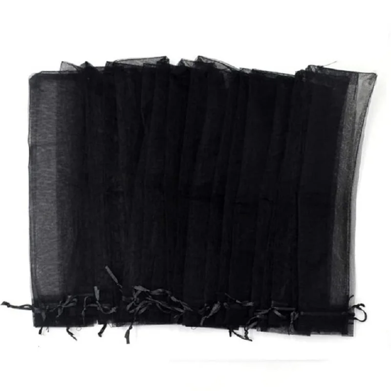 100pcs / lot 8color Silk pouch for hand fans organza gift bag gift pouch for hand fans with drawstring