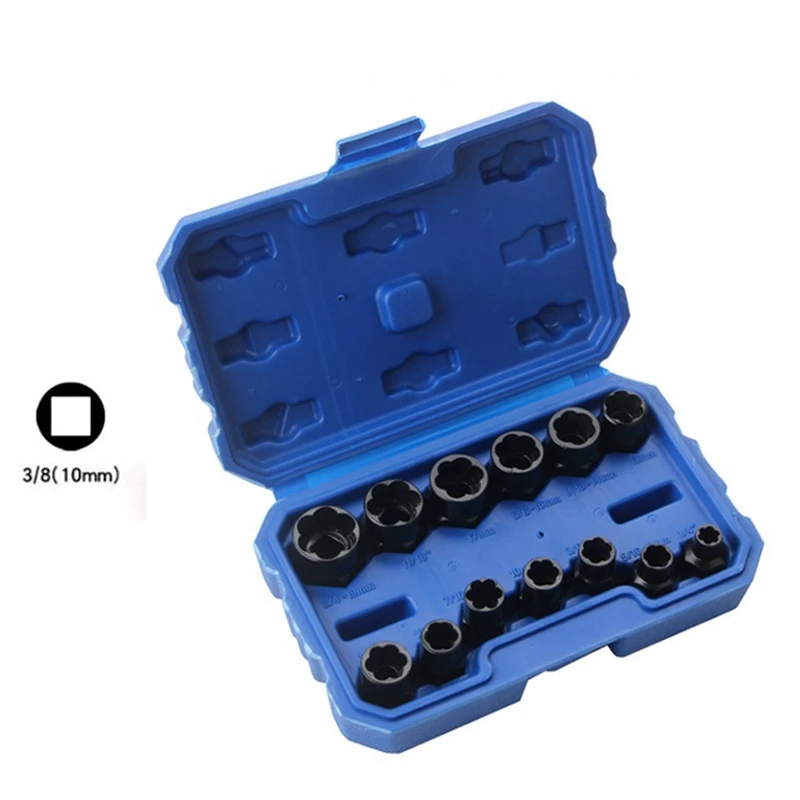 

13 Pieces Of Broken Nut Extractor Kit Are Used To Remove Peeled, Freeze And Fillet Bolts, Nuts And Screws Easy Install