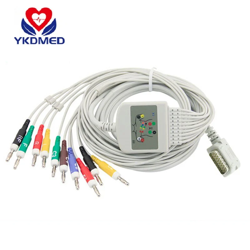 

FOR Kanz ECG 108/110 1203/1205 10 Lead EKG Cable With IEC Banana 4.0 No Resistance 10Pin