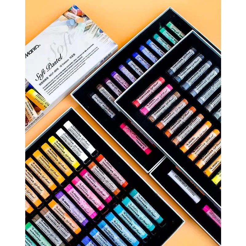 Maries Color Chalk 24 Colors 12 Colors 48 Painting Pink Professional Pastel Stick Brush Board Newspaper Painting Supplies