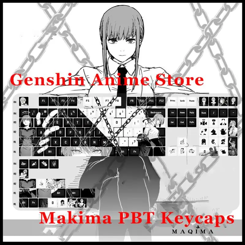 Anime Makima Original PBT 120 Tastenkappen Cosplay Requisiten Achse Seite Gravierte Thermische Sublimation RGB Mechanische Tastenkappen – Detail 1