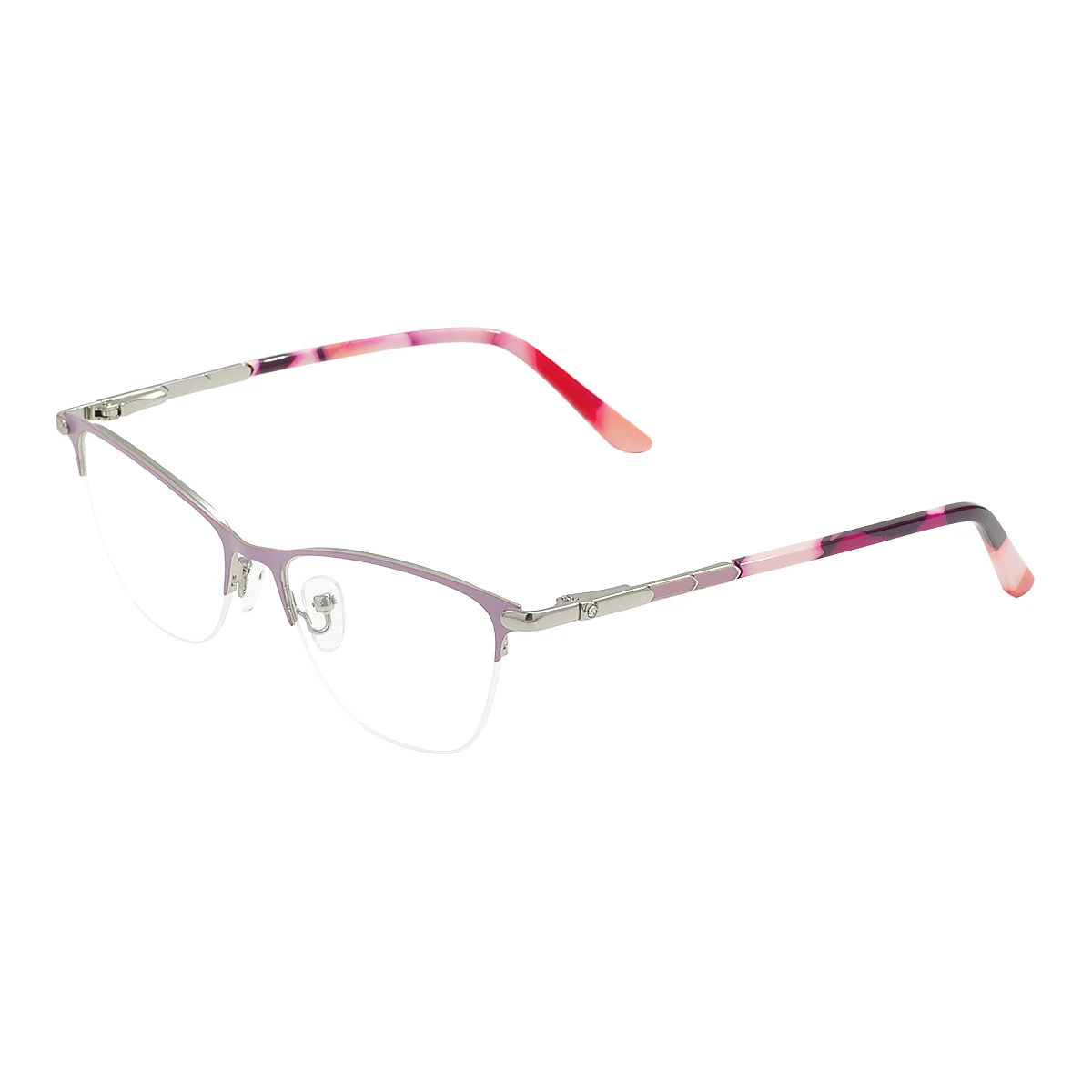 Women Cat Eye Eyeglasses Half Rim Metal Glasses Frame With Spring Hinge For Prescription Lens