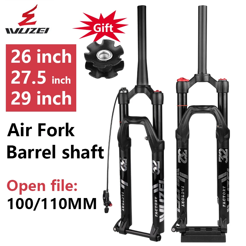 MTB vork 27,5/29 inch, aluminiumlegering mountainbike stuurinrichting 1-1/2 inch conische buis voorvork 15 x 110 mm handmatige vergrendeling schijfrem 160 mm (kleur: zwart, maat: 29 inch