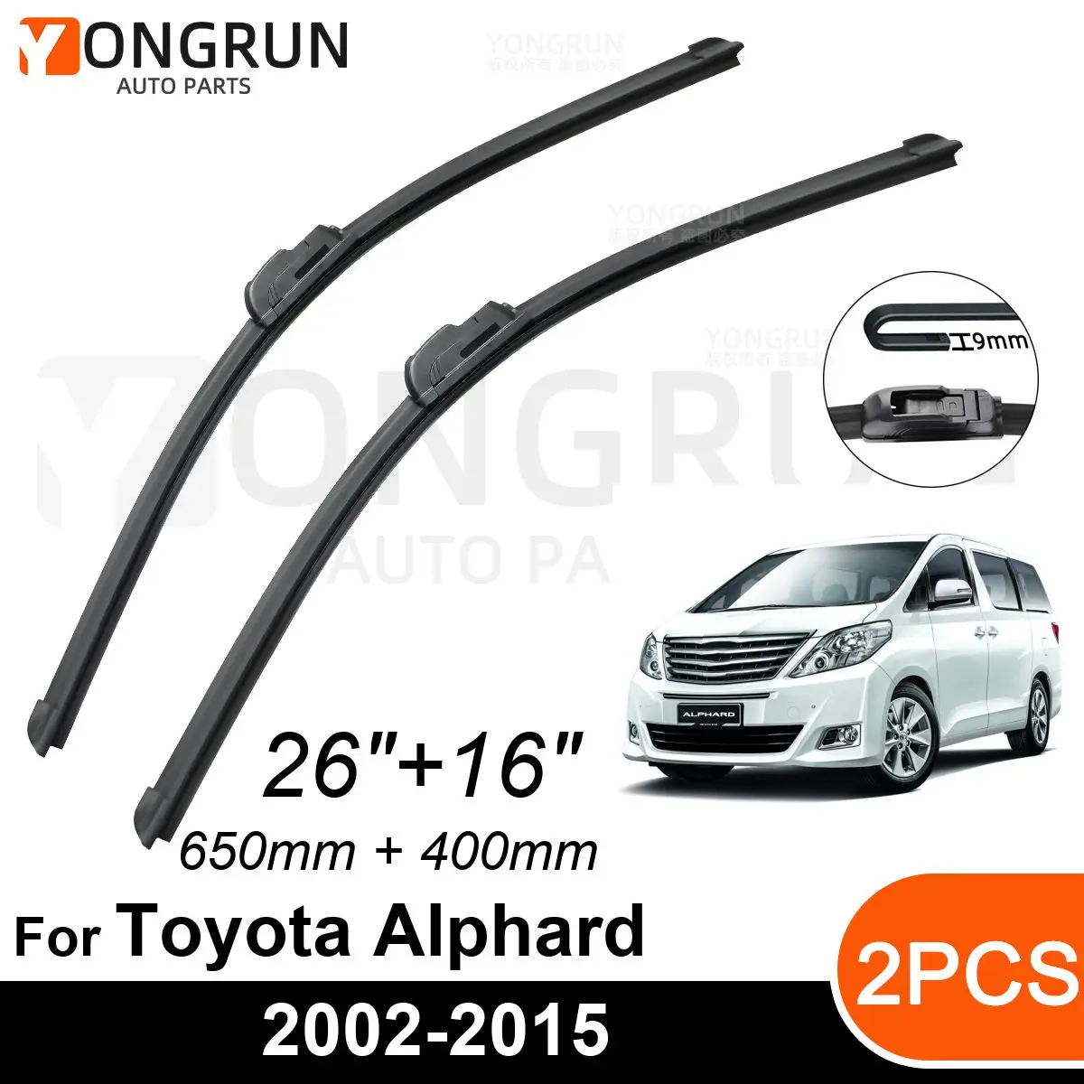 

Стеклоочистители передние Автомобильные для Toyota Alphard Vellfire AH10 AH20 2002-2015, резиновые щетки стеклоочистителя для автомобилей 26 + 16 дюймов, лобовое стекло