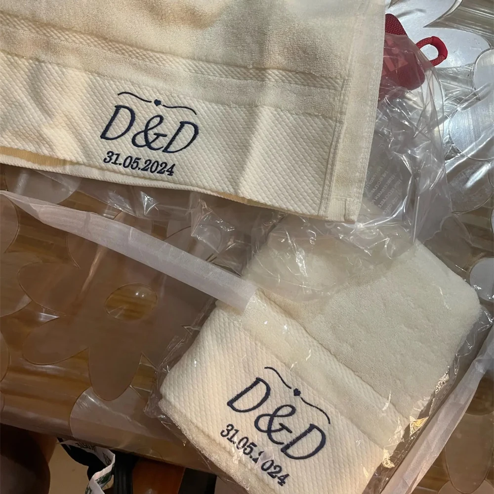 Customized Baptism Towel 70x140cm Bath Towel Personalized Cotton Towel with Name and Date Unqiue Wedding Birthday Gift Towel Set 3
