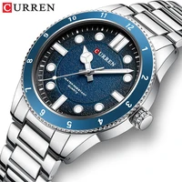 CURREN Casual Simple Quartz Watch with Stainless Steel Band Fashion Men's Clock Waterproof Luminous Wristwatches