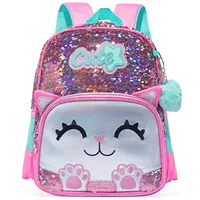 3PCS Cute Cat Backpack for Girls PU Leather Bookbag for Elementary School with Lunch Bag And PenBag 1