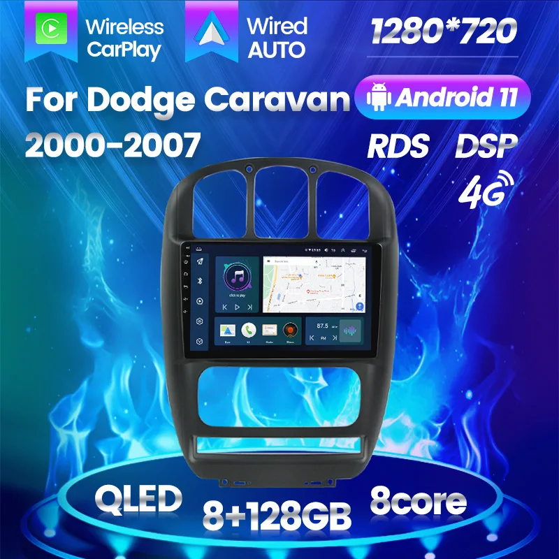 

Car Audio Radio GPS For Dodge Caravan 2000 - 2007 Android Auto Touch Screen QLED Stereo Navigation Multimedia DSP 8-Core No Dvd