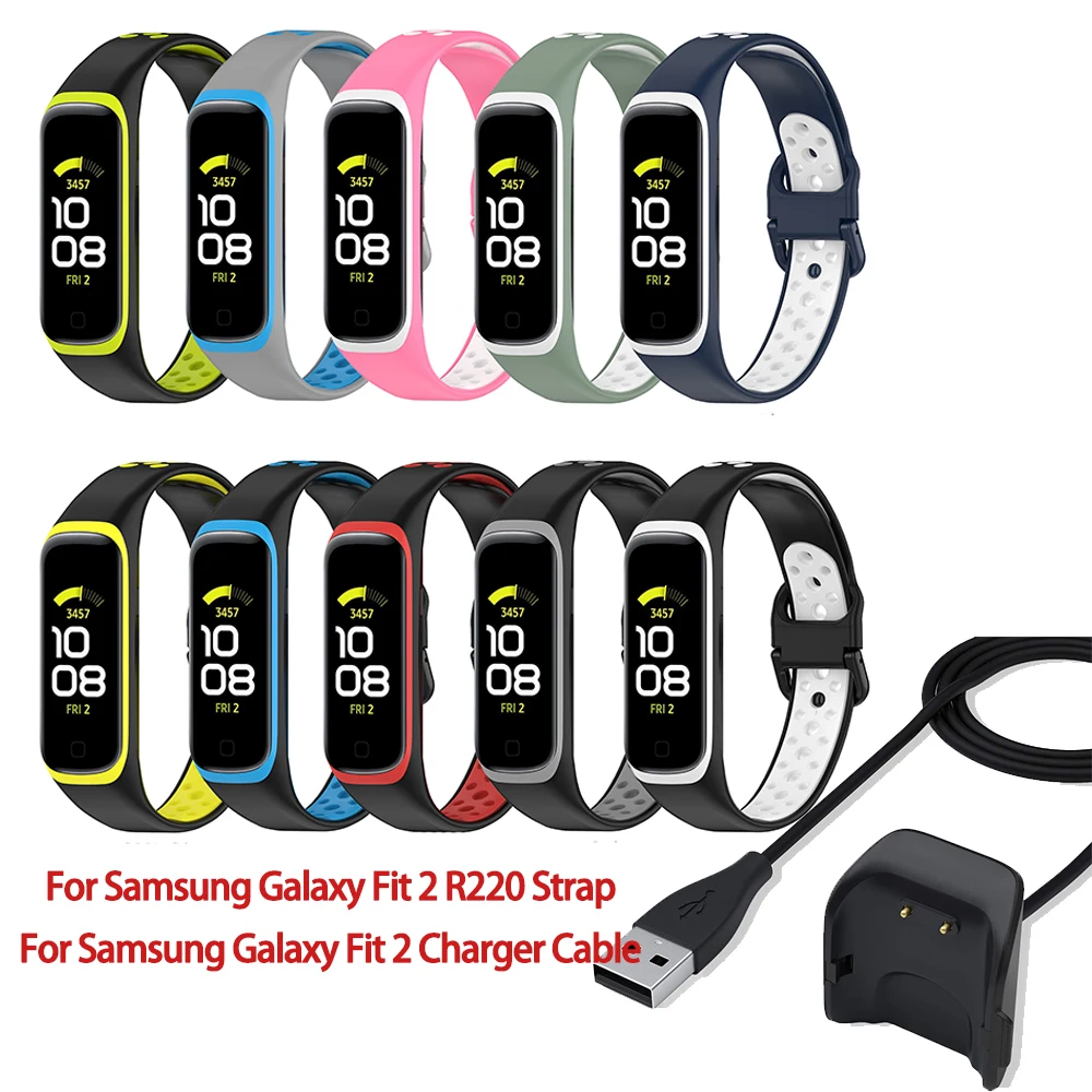 

Silicone Sport Band For Samsung Galaxy Fit 2 R220 Strap Bracelet Replacement Charging Cable For Samsung Galaxy Fit 2 Watch