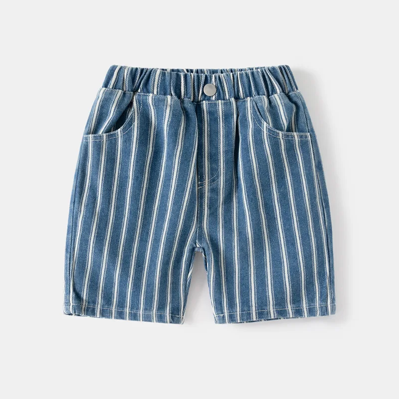 

New Kids Summer Fashion Denim Short Trousers Baby Boys Striped Middle Pants Children Casual Jeans Shorts Clothing For 2-7Y