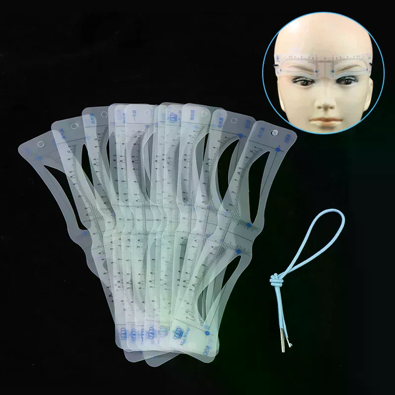 12개 실리콘 눈썹 스텐실 메이크업 눈썹 그리기 가이드 카드 템플릿 DIY 메이크업 도구
