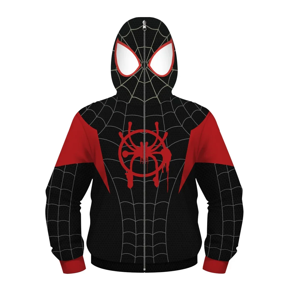 thumbnail image 1 of Sudadera con capucha de superhéroe Spiderman de Los Vengadores para niños, sudadera con cremallera 3D de Miles Morales, chaqueta de Iron Man, disfraz de Cosplay de Anime para niños y niñas, 1 of 5