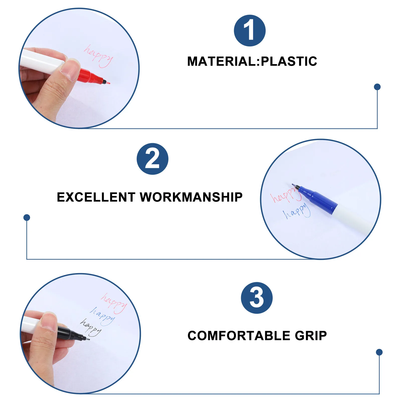 6Pcs 화이트보드 펜 파인 팁 드라이 지우기 마커 지울 수 있는 다용도 편리한 가정용 교실 쓰기 도구