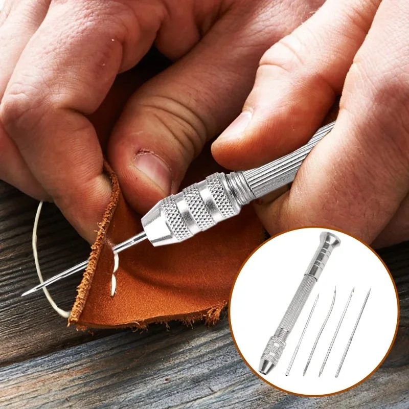 Leather Sewing Awl Set Multifunctional Sofa Shoes Repair Thread Kit Replaceable Stitching Needles Leathercraft DIY Handmade Tool