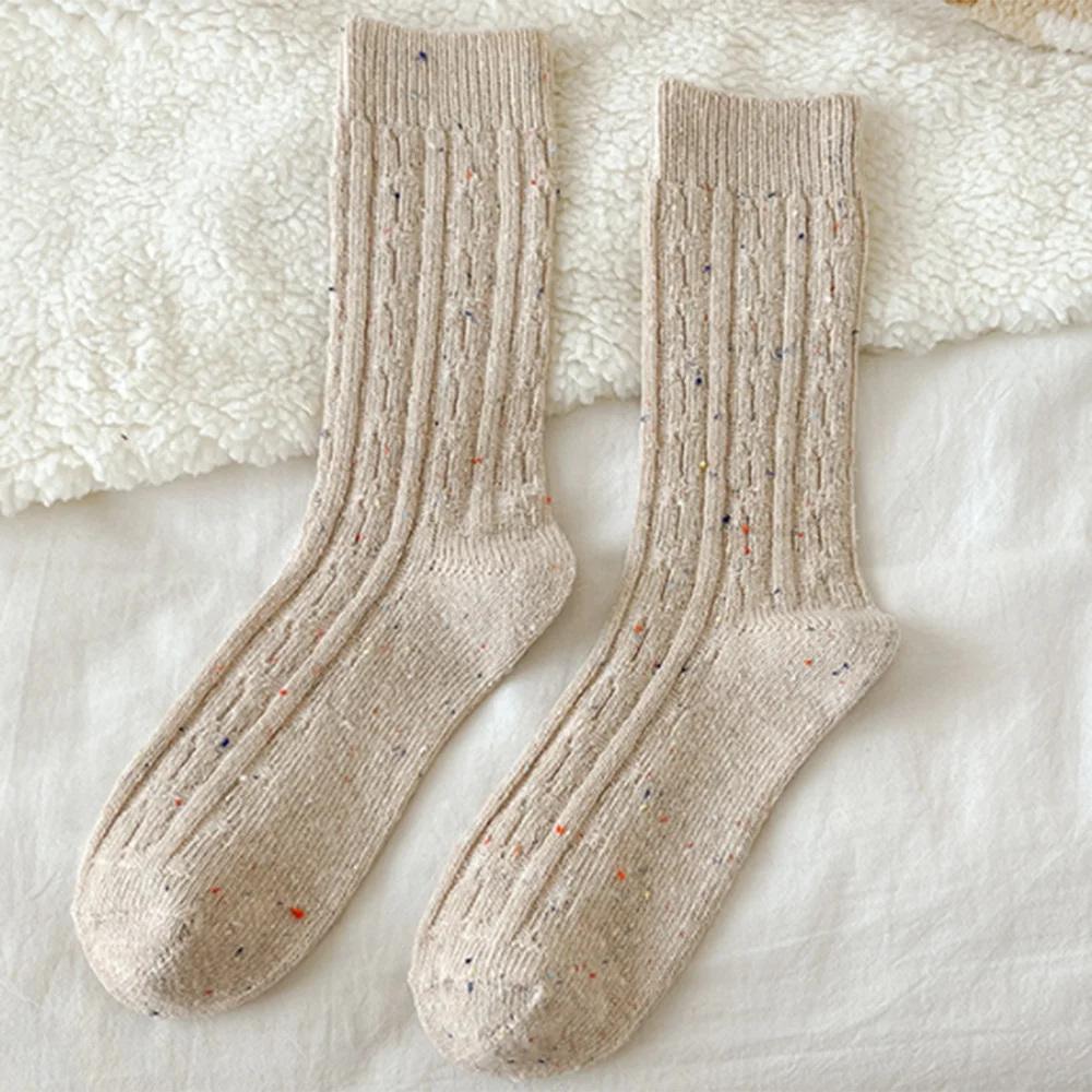 Damen Wintersocken Neue Neuheit Mode Japanischer Stil Lässige Crew Socken Warm Gestreift Herbst Einfache Wollsocken für Mädchen Trendy – Detail 7