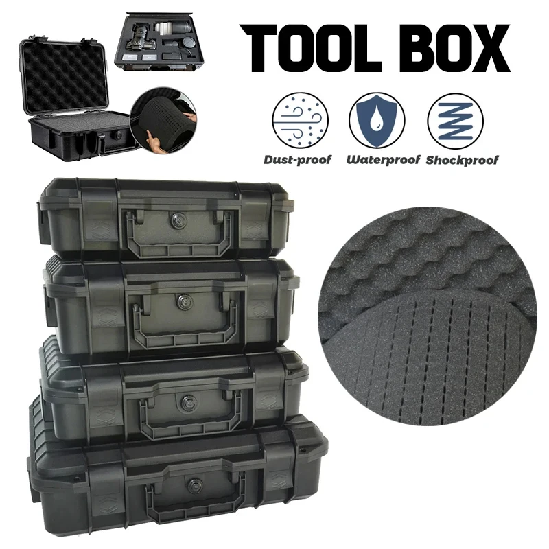 Tool Box Waterproof Hard Case Box Portable Tool Organizer Equipment Case with Sponge Suitcase Kit
