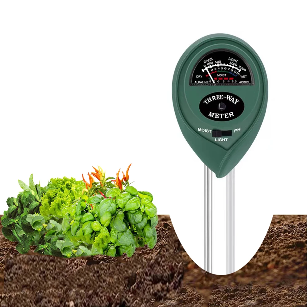 

3 in1 Soil Water Moisture ph Meter Acidity Humidity Sunlight Light PH Test Moisture Meter Plant Outfdoor Soil Monitor Detector