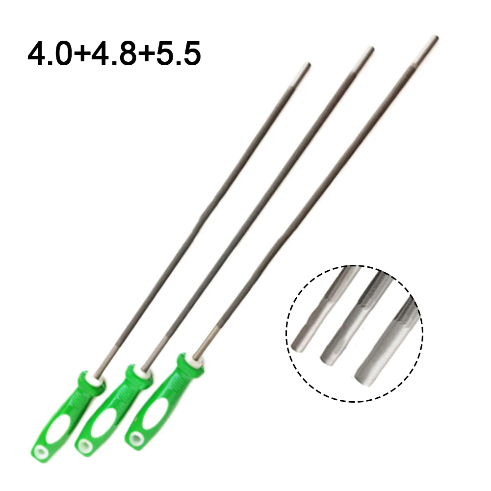3PCS 라운드형 고탄소강 체인톱 연마용 파일 세트 (목공용 체인톱 파일 연마 도구) 4/4.8/5.5mm