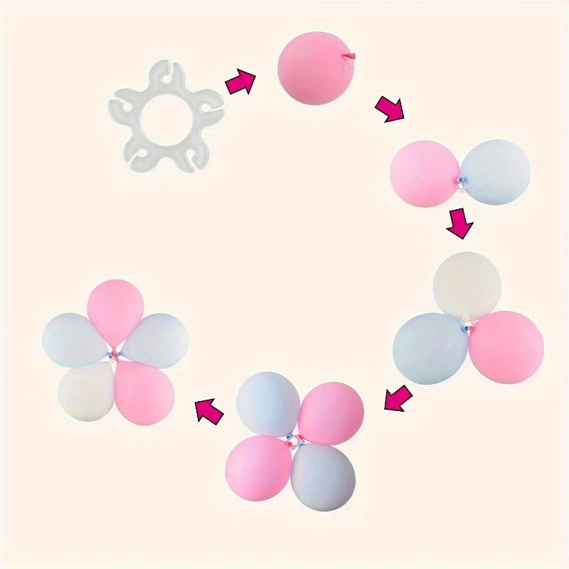 50pcs  Party Supplies Balloon Accessories Plum Blossom Clip Balloon Multi-Function Ring Buckle Balloon Arch Buckle Shape Clip