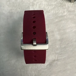 Premium Waterproof Silicone Rubber Watch Strap - Elastic Woven Pattern in Vibrant Colors - 22mm (Dark Red)