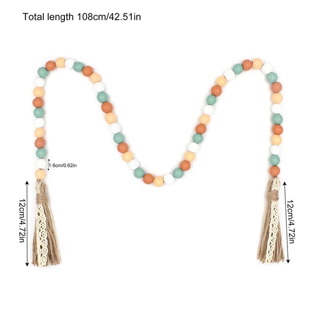 Természetes Fa Gyöngy Koszorú Parasztház Rusztikus Húr Jute Kötél Kockás Bojt Többes Traywall Hálaadás Otthoni Dekoráció - Image 6