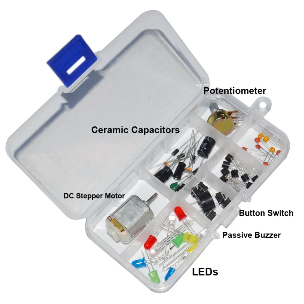 RCmall Electronic Universal Parts Kit Breadboard LED Cable Resistor Potentiometer Capacitance for Arduino FZ1342