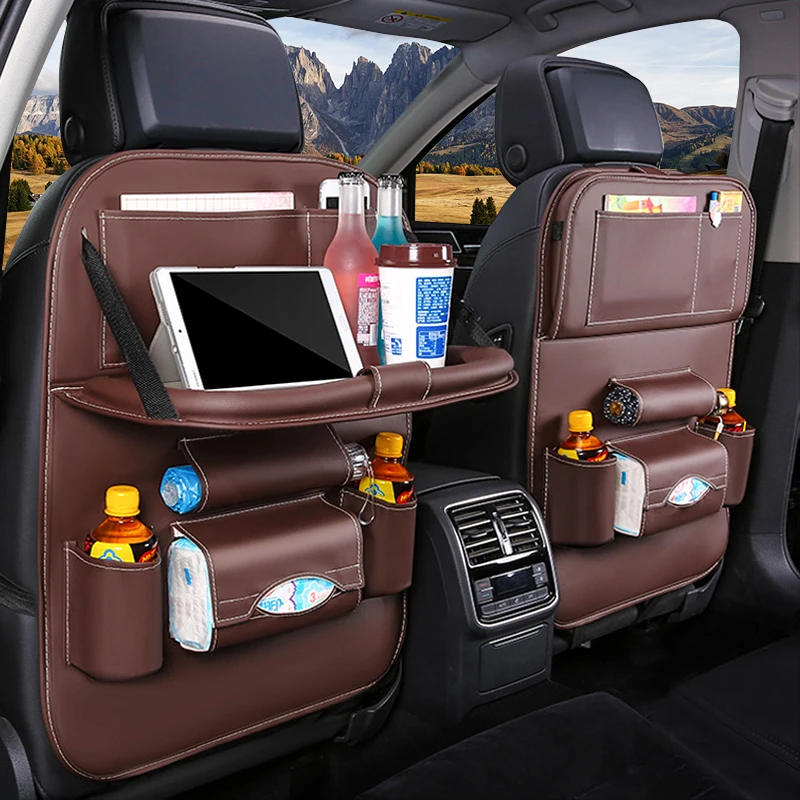 

Car Back Seat Organizer Storage Bag Foldable Table Tray Tablet Holder Tissue Box Auto Back Seat Bag Protector Accessories