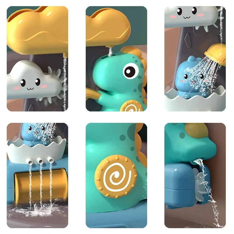 Children's Take A Shower Paddle Toys Cartoon Animals Dinosaurs Spin Water Spray Waterwheel Bath Toy Kids Delight Shower Toy Gift 4