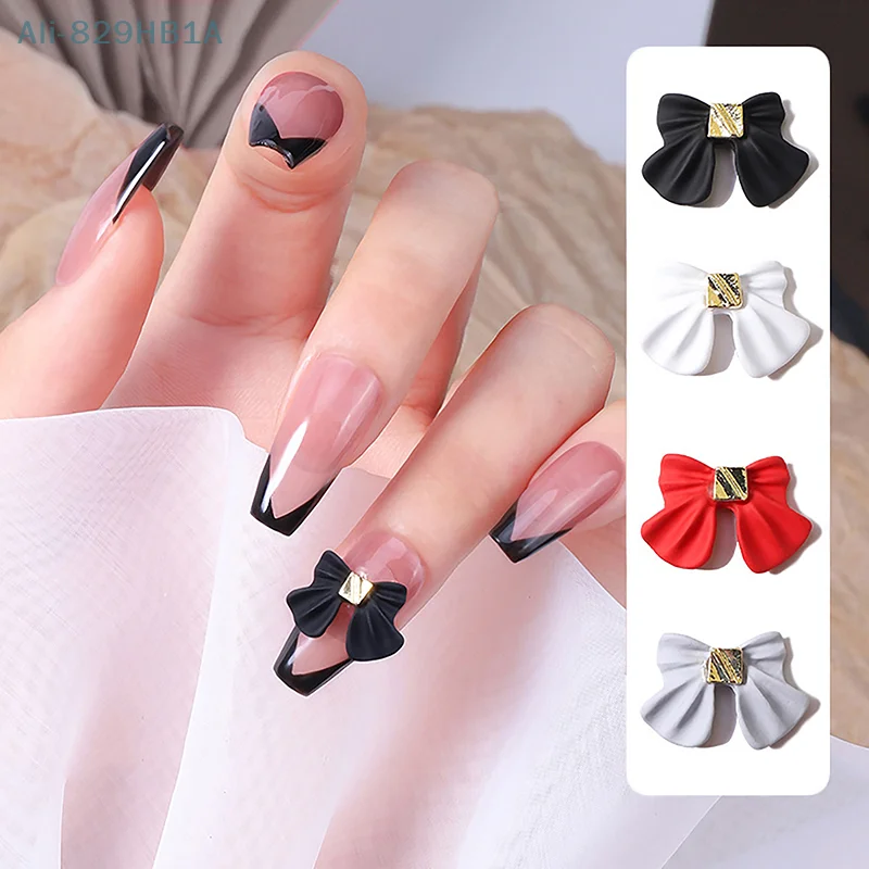 

2PCS Bows Nail Art Charms 3D Bowknot Ribbon Nail Decor Parts DIY Metal Resin Nail Decoration Manicure Salon Accessories Women