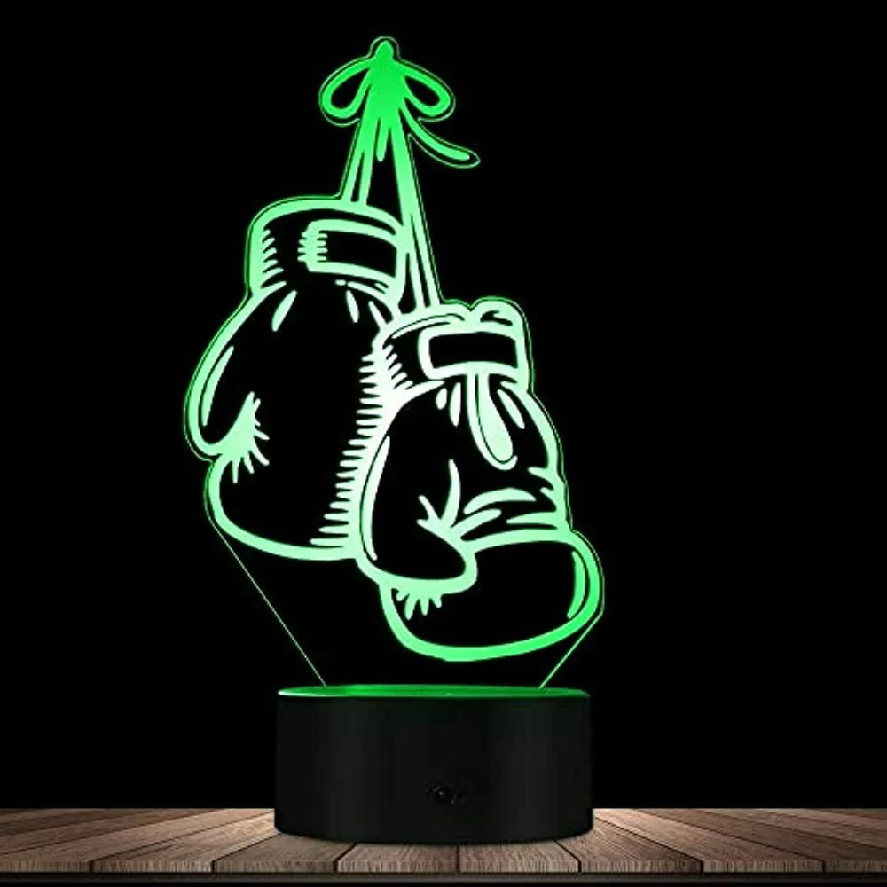 LED Night Light with 3D Boxing Glove Design - Color-Changing Optical Illusion Lamp