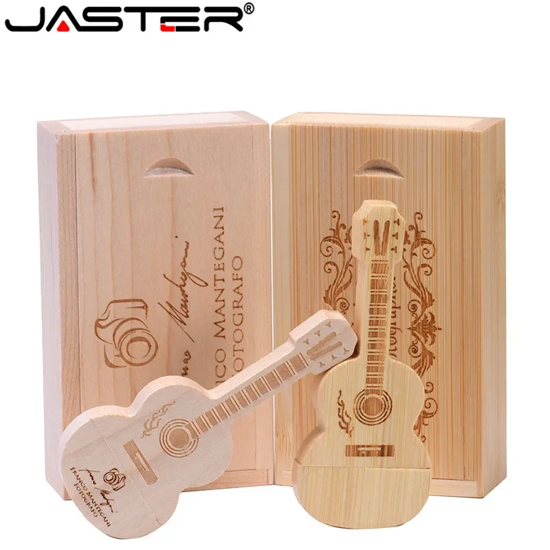 JASTER 나무 기타 USB 플래시 드라이브 64GB 무료 맞춤형 로고 펜드라이브 32GB 음악 메모리 스틱 16GB U 디스크 사진 스튜디오 선물