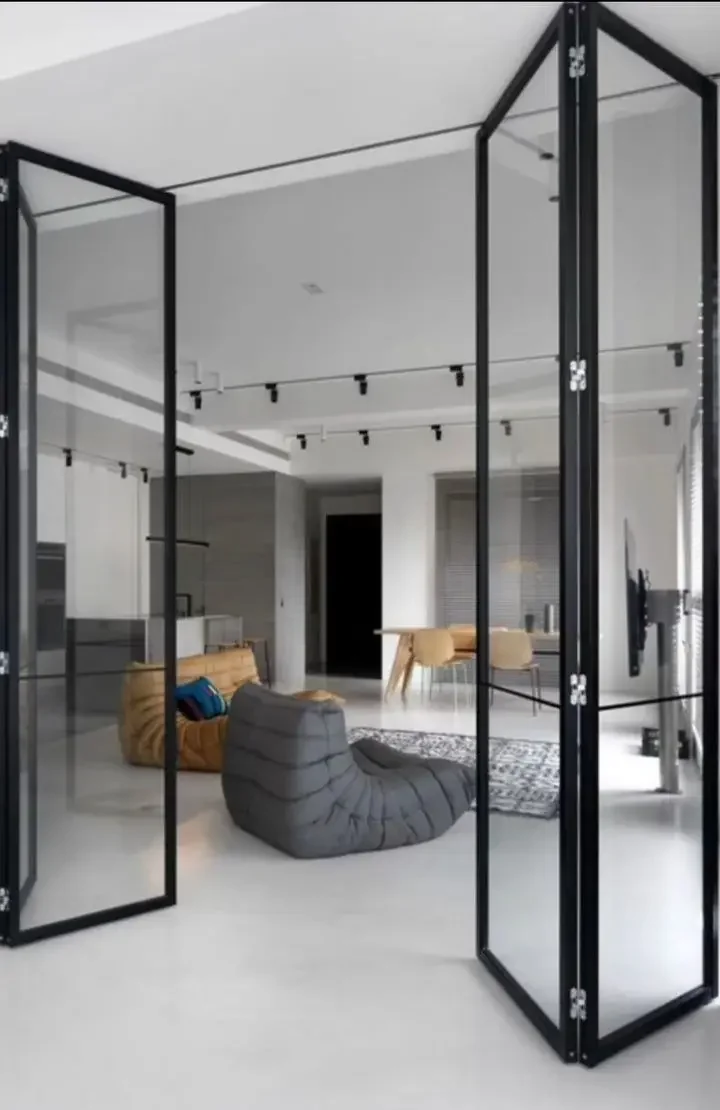 Accordion Type Folding Door Outdoor Multi Locking Folding Patio Doors Metal Frame Exterior Vertical Bi Fold Aluminum Doors