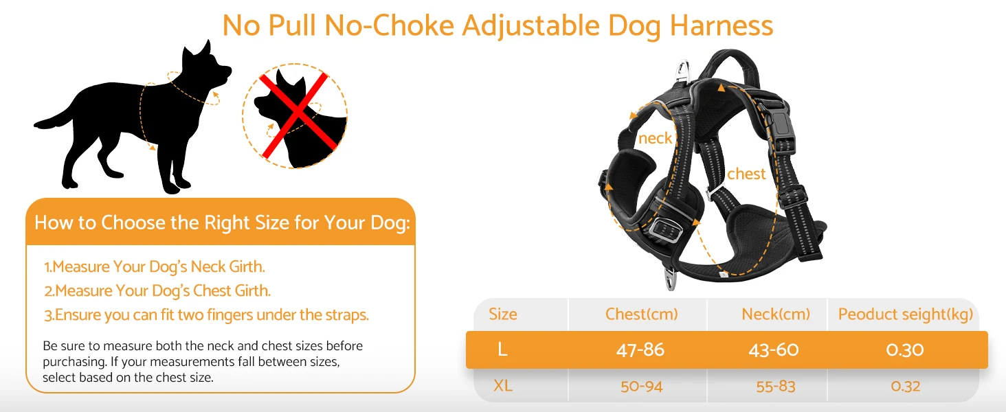 Maxetodo No-Pull Adjustable Dog Harness for Large Dogs - Reflective, No-Choke, Soft Padded Vest with Breathable Mesh