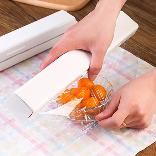 Portable Plastic Cling Film Cutter Food Wrap Dispenser, Wax Paper