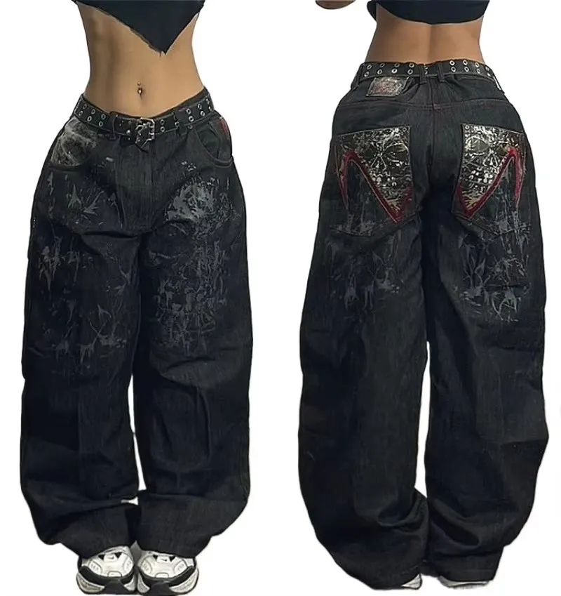 Y2K Jeans New Harajuku Hip Hop Retro Skull Graphic