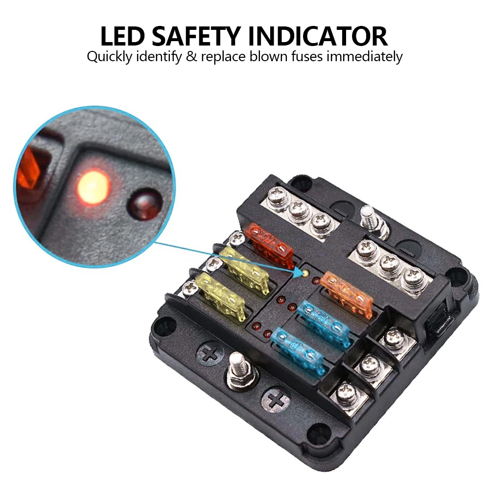 Multi-Circuit Fuse Holder with LED Indicator