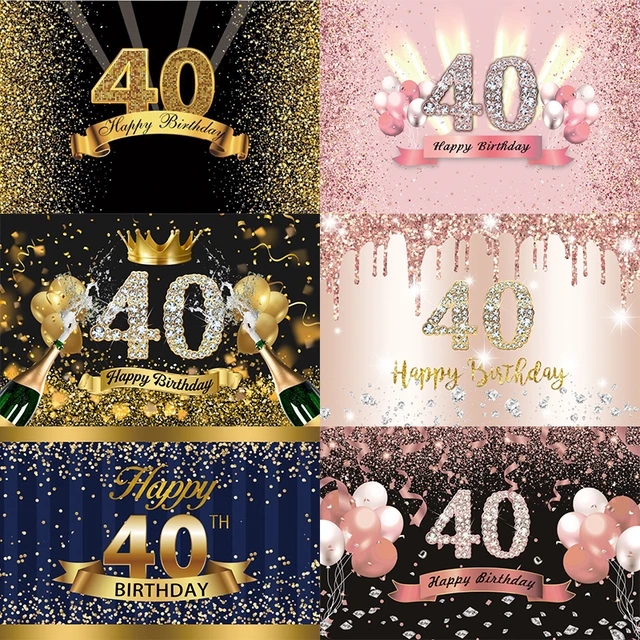 Pancarta de fondo de feliz 40 cumpleaños para hombre y mujer, cortina de  puerta de globo, 40 años, aniversario 40, decoración de fiesta de cumpleaños  - AliExpress