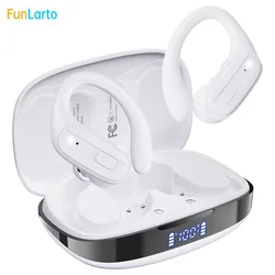 Enhanced Sports Wireless Bluetooth Earbuds with ENC Noise Cancelation and LED Display, IPX7 Waterproof (WHITE)
